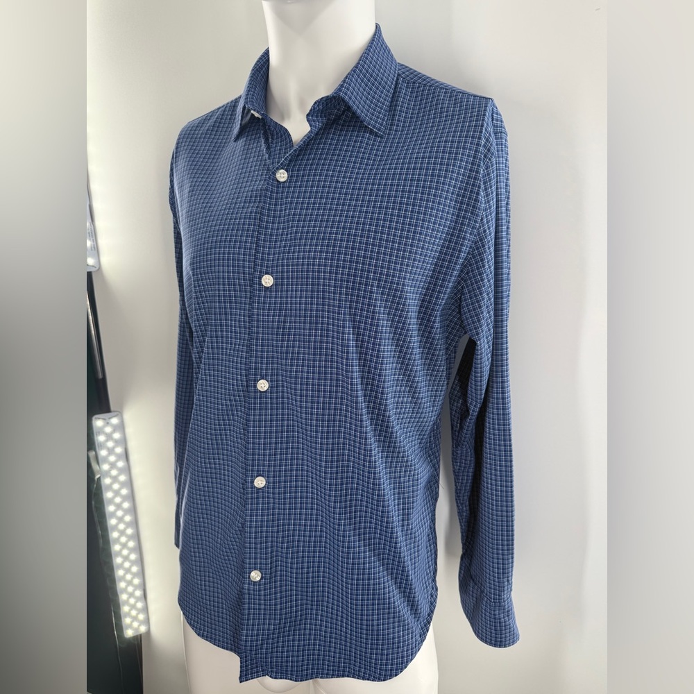 EUC Bonobos Blue Plaid Tech Button Down Shirt - Picture 3 of 10